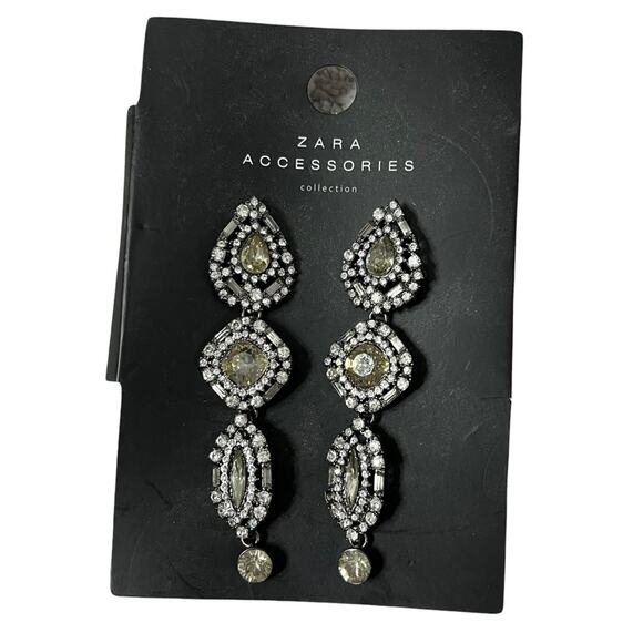Zara Accessories Rhinestone Drop Earrings - Picture 1 of 2